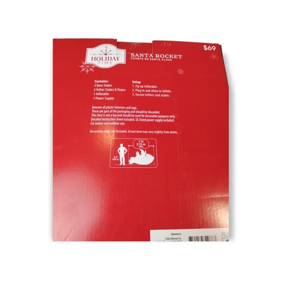 Holiday Time Santa Rocket 7ft Inflatable Yard Decor LED Flickering Lights - Picture 5 of 7